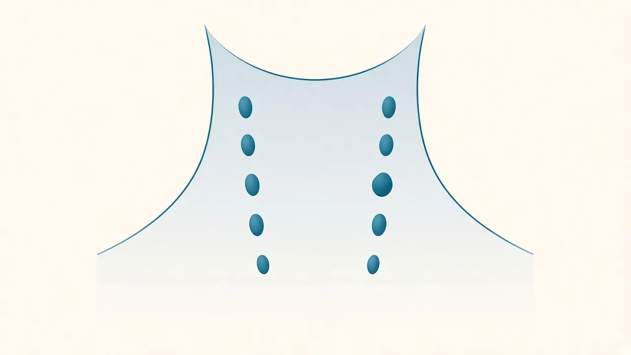 Ilustración del cuello con ganglios linfáticos a los lados